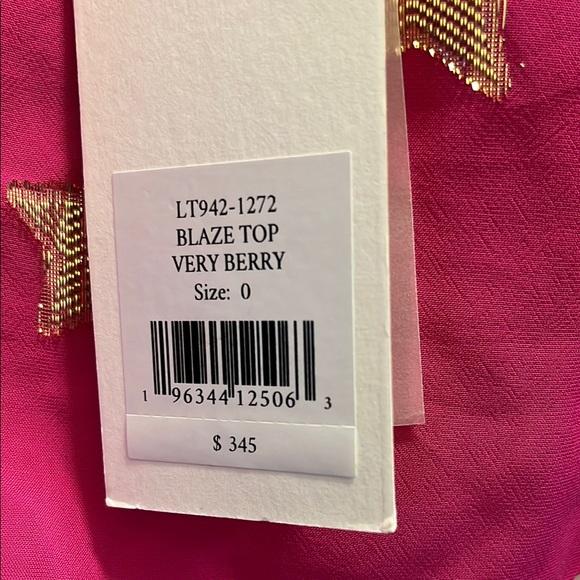 Love Shack Fancy- Blaze Top- Very Berry Pink and Gold Barbiecore - Picture 5 of 9